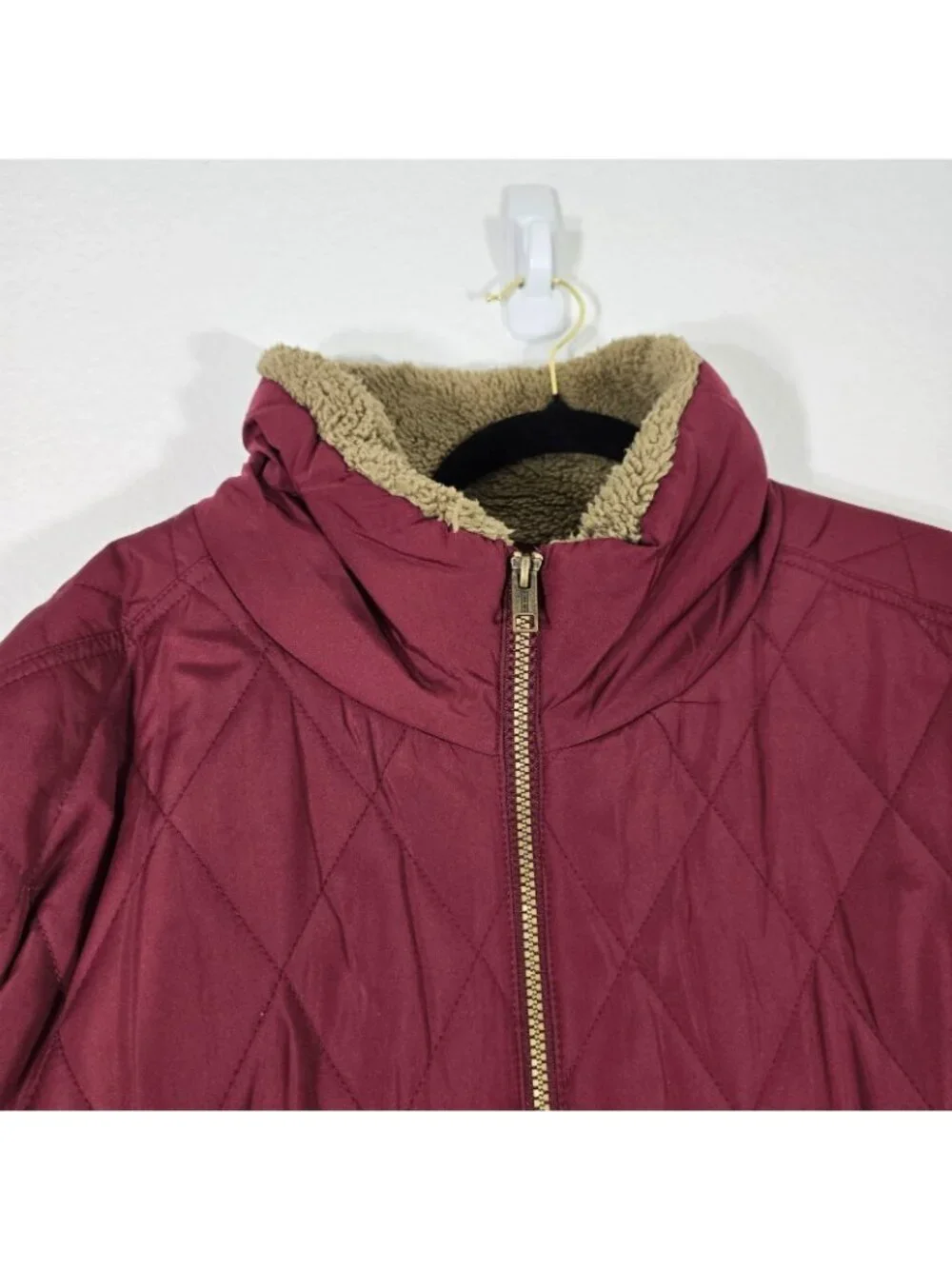 Weatherproof Vintage Quilted Jacket Puffer Fleece Lined Women XL Maroon Zip Up